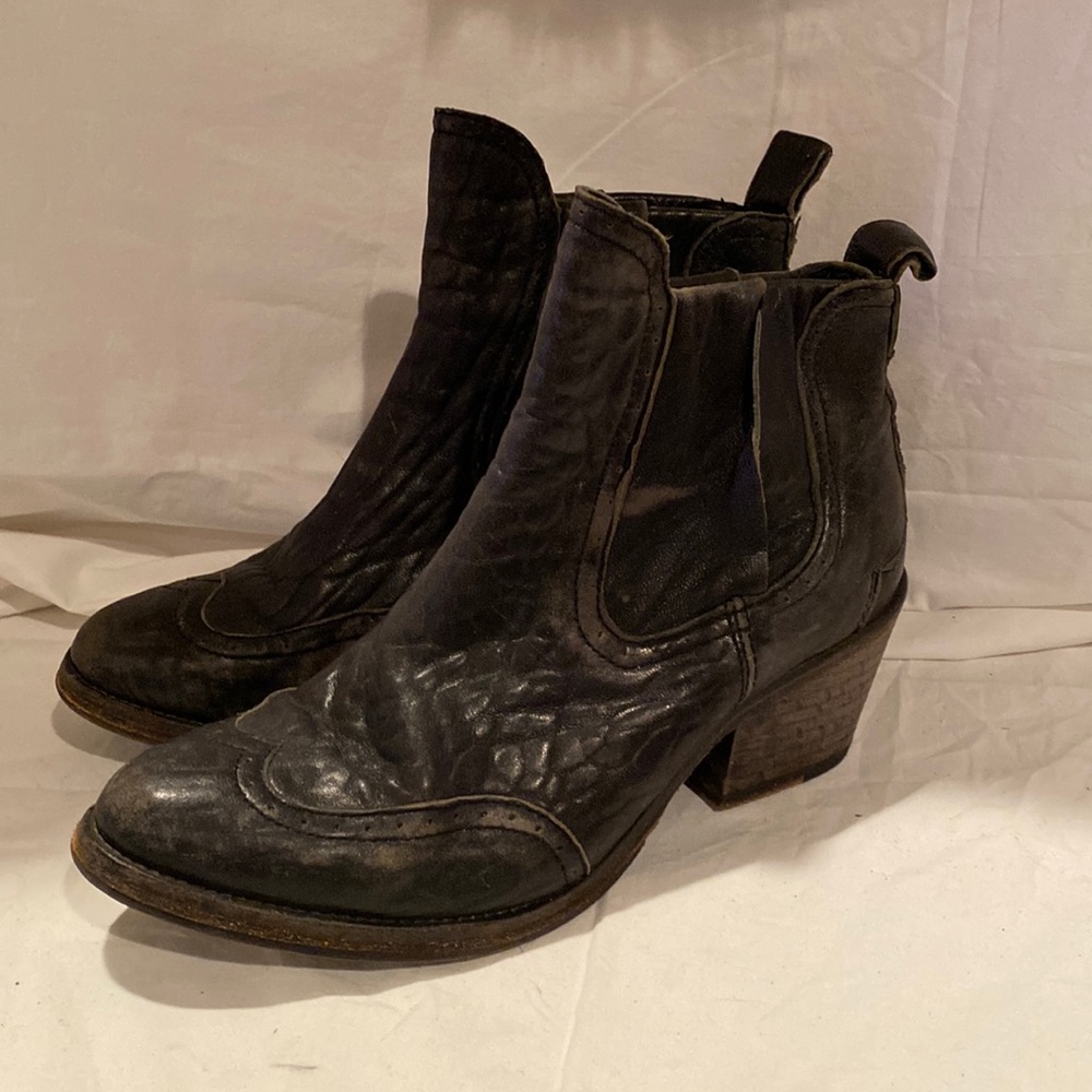 Vintage All Saints womens black leather ankle boots